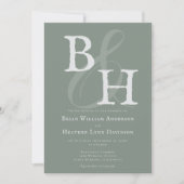Invitation Mariage Monogramme minimaliste Sage Green (Devant)