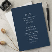 Invitation Mariage Monogramme minimum bleu
