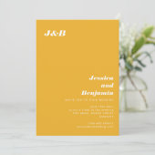 Invitation Mariage Monogramme Moderne Jaune Souci Gras (Debout devant)