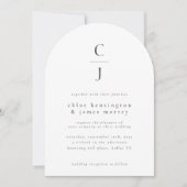 Invitation Mariage Monogramme moderne minimaliste noir blanc (Devant)