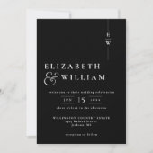 Invitation Mariage Monogramme moderne noir et blanc (Devant)
