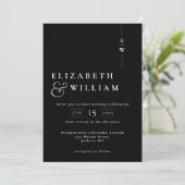 Invitation Mariage Monogramme moderne noir et blanc (Debout devant)