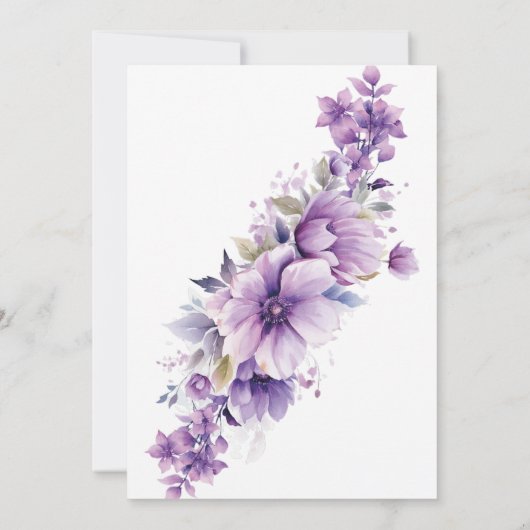 Invitation Mariage Monogramme moderne or violet Fleurs (Dos)