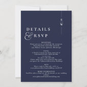 Invitation Mariage Monogramme moderne tout en un bleu marine (Dos)