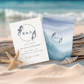 Invitation MARIAGE Monogramme nautique Vagues océaniques