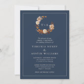 Invitation Mariage Monogrammé Navy (Devant)