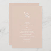 Invitation Mariage Monogramme Neutre Pale Minimali (Devant / Derrière)
