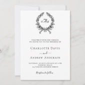 Invitation Mariage monogramme noir blanc (Devant)