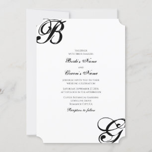 Invitation Mariage Monogramme noir et blanc