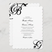 Invitation Mariage Monogramme noir et blanc (Devant / Derrière)