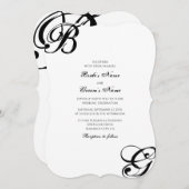 Invitation Mariage Monogramme noir et blanc (Devant / Derrière)