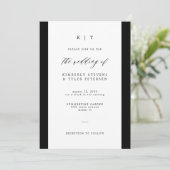 Invitation Mariage monogramme noir et blanc simple et élégant (Debout devant)