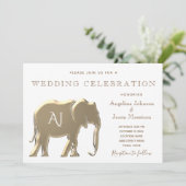 Invitation Mariage Monogramme Or (Debout devant)