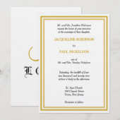 Invitation Mariage Monogramme Or Blanc (Devant / Derrière)