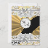 Invitation Mariage monogramme or élégant en dentelle blanche (Dos)