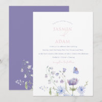 Mariage Monogramme Papillon Fleur Sauvage Lavande