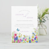 Invitation Mariage Monogramme Papillon Lavande Coloré (Debout devant)