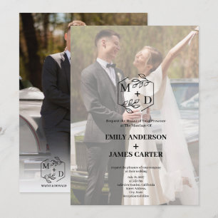 Invitation Mariage Monogramme Photographique Botanique Minima