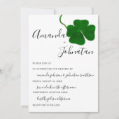 Invitation Mariage Monogramme QR noir blanc à quatre feuilles (Devant)