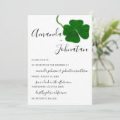 Invitation Mariage Monogramme QR noir blanc à quatre feuilles (Debout devant)