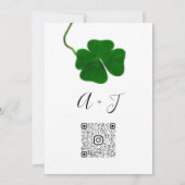 Invitation Mariage Monogramme QR noir blanc à quatre feuilles (Dos)