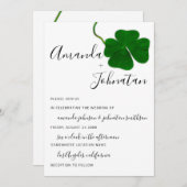 Invitation Mariage Monogramme QR noir blanc à quatre feuilles (Devant / Derrière)