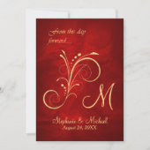 Invitation Mariage Monogramme Red Gold (Devant)