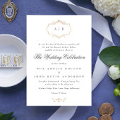 Invitation mariage monogramme romantique classique en or crêt