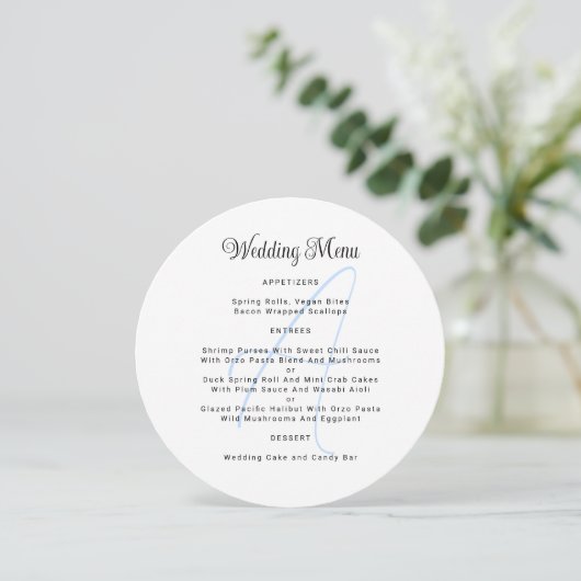 Invitation Mariage Monogramme rond Modèle de menu (Debout devant)