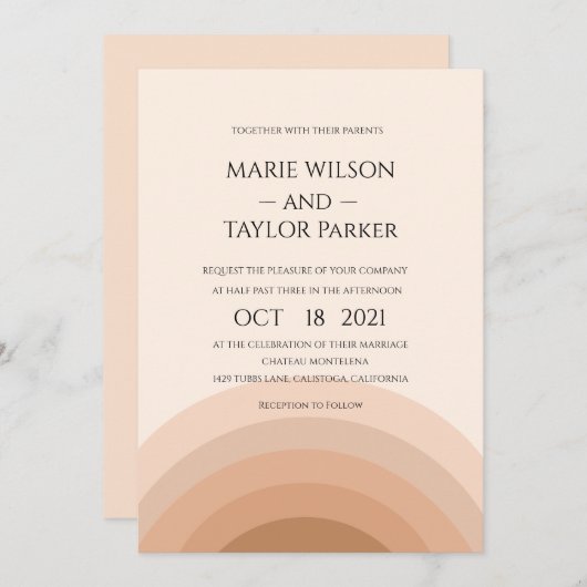 Invitation Mariage monogramme rose aquarelle (Devant / Derrière)