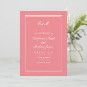Invitation Mariage monogramme rose corail classique absolu (Debout devant)