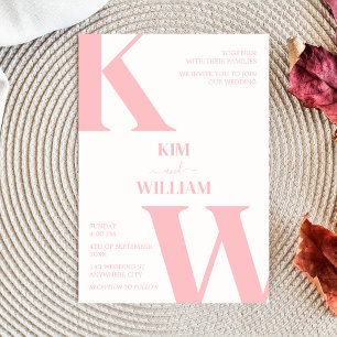 Invitation Mariage monogramme rose poussiéreux