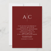 Invitation Mariage Monogramme rouge Crimson simple (Devant)