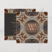 Invitation Mariage Monogramme Rustic Grooves (Devant / Derrière)