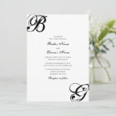Invitation Mariage Monogramme Script Noir & Blanc (Debout devant)