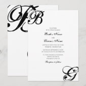 Invitation Mariage Monogramme Script Noir & Blanc (Devant / Derrière)