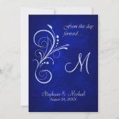 Invitation Mariage Monogramme Silver bleu (Devant)