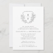 Invitation Mariage Monogramme simple cerisier en fleurs (Devant)