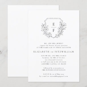 Invitation Mariage Monogramme simple cerisier en fleurs
