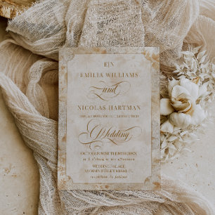 Invitation Mariage Monogramme Terracotta Neutre Vieille Fortu