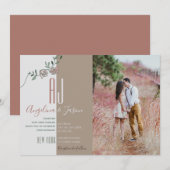 Invitation Mariage Monogramme Terre Cuite (Devant / Derrière)