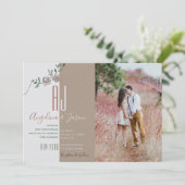 Invitation Mariage Monogramme Terre Cuite (Debout devant)