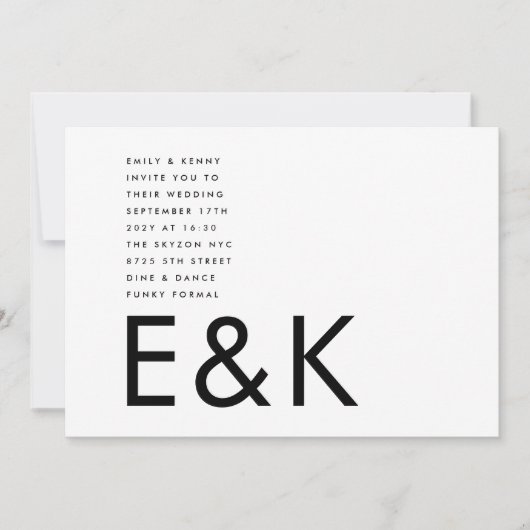 Invitation Mariage Monogramme ultra moderne (Devant)