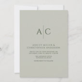 Invitation Mariage Monogramme vert simple et foncé (Devant)