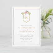 Invitation Mariage Monogramme vintage (Debout devant)