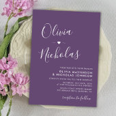 Invitation Mariage Monogramme violet chic moderne