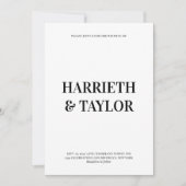 Invitation Mariage monographique centré en noir et blanc (Devant)