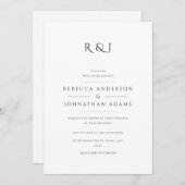 Invitation Mariage monographique simple noir et blanc (Devant / Derrière)