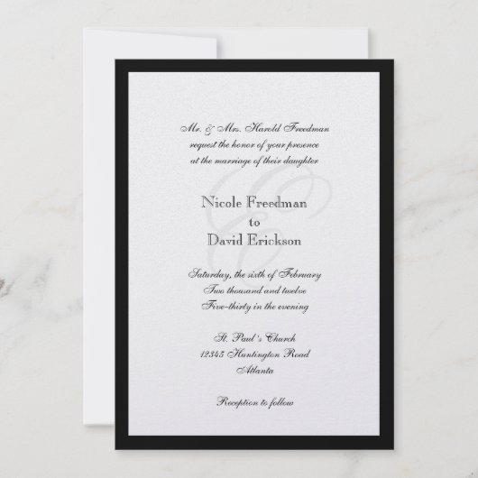 Invitation mariage monographique traditionnel de la bordure n (Devant)