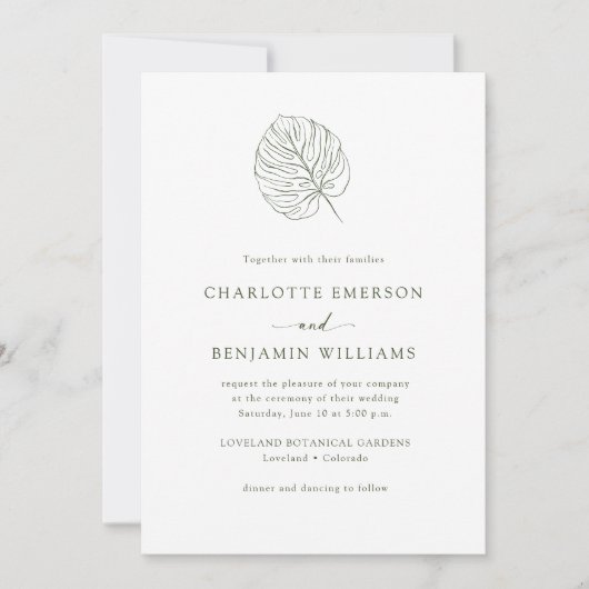 Invitation Mariage Monstera (Devant)